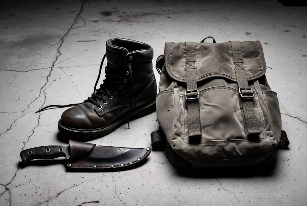 5 filters quality gear hero worn boot knife canvas pack concrete industrial mood