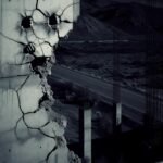 mindset cracked concrete wall fist marks empty road dawn grit